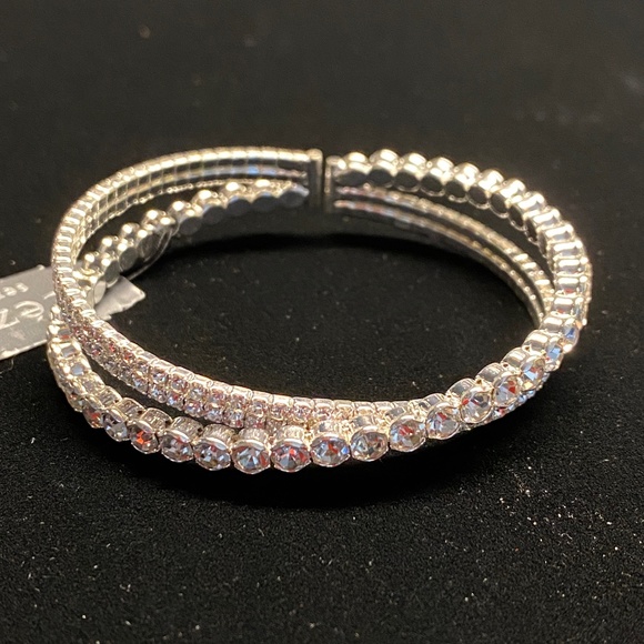 Cezanne Silver Color Rhinestone Cuff Bracelet with Box - Picture 7 of 7